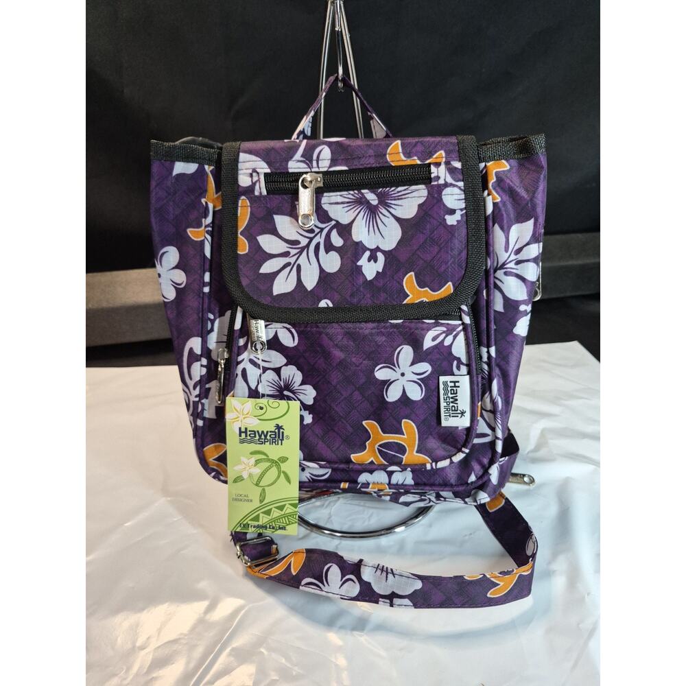 Aloha Hawaii Spirit Backpack Purse Travel Hiking Shopping Bag Purple 10x10